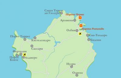 Карты острова сардиния - сардиния на карте италии, карты всех аэропортов острова, расположение курортов, большая карта кальяри